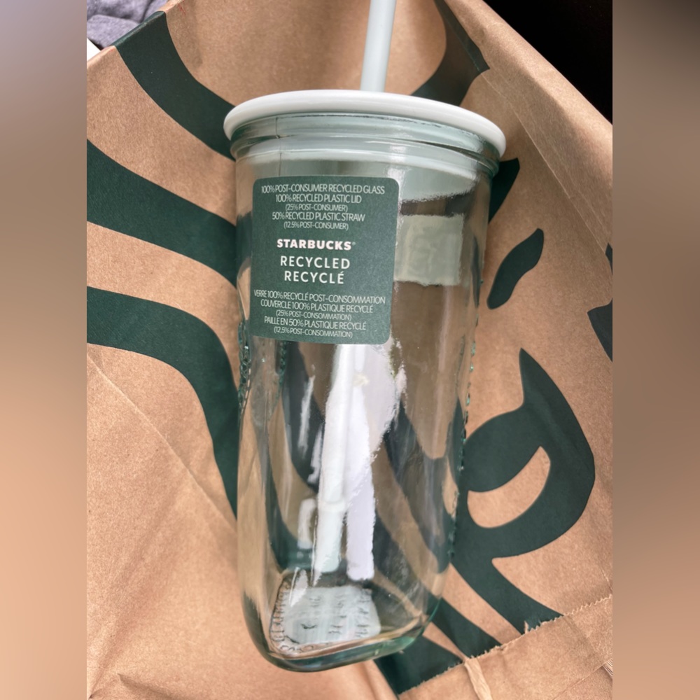 Starbucks Triangle Recycled Glass Cup BNWT